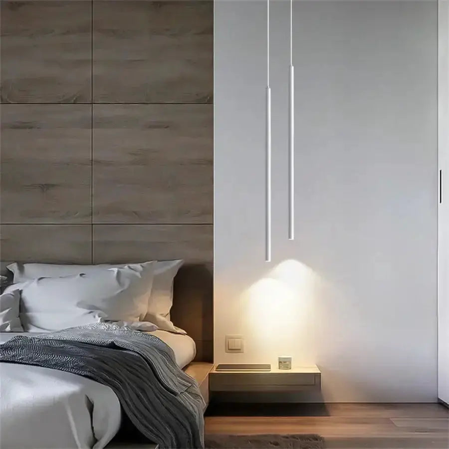 Modern black 2cm LED pendant lights twin fixtures from Decorbites for bedroom bedside nightstand on Tampa Home & Garden Store