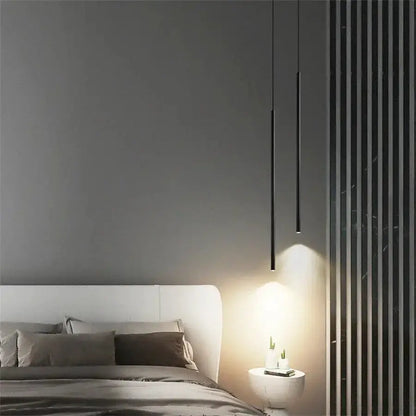 Modern black 2cm LED pendant lights pair by Decorbites for bedroom bedside lighting on Tampa Home & Garden Store