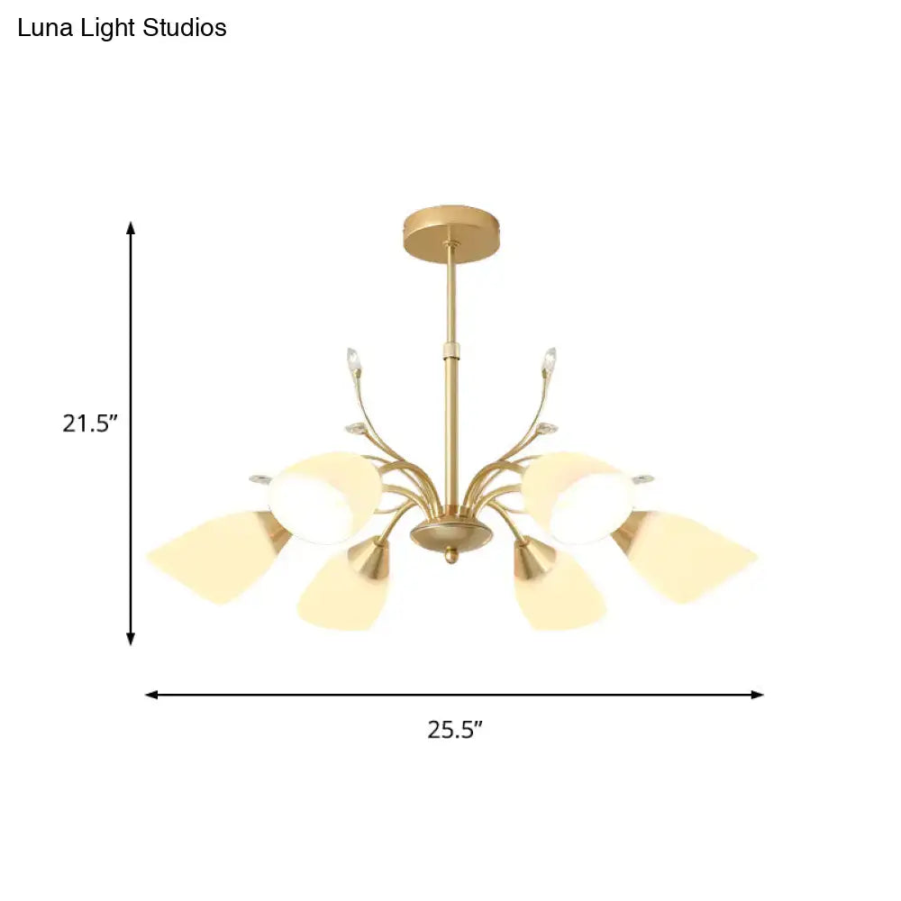 Gold finish chandelier with glass petal shades by Decorbites on Tampa Home & Garden Store
