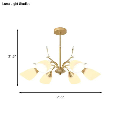 Gold finish chandelier with glass petal shades by Decorbites on Tampa Home & Garden Store
