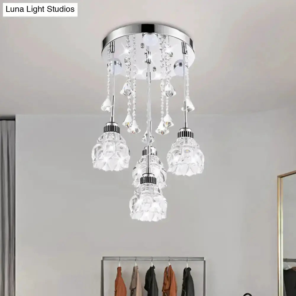 Modern chrome crystal shade pendant light with hanging crystal drops, 110v-120v Decorbites on Tampa Home & Garden Store