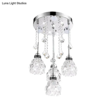 Modern chrome crystal shade pendant light with four hanging prisms 110–120V Decorbites on Tampa Home & Garden Store