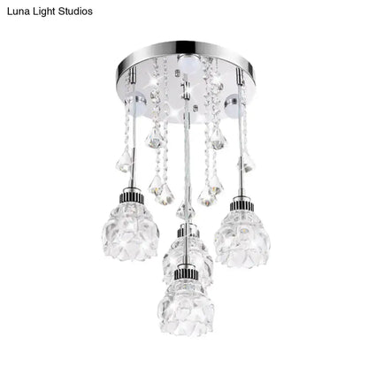 Modern chrome crystal shade pendant light with 4 crystal pendants by Decorbites on Tampa Home & Garden Store