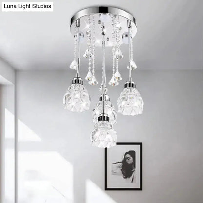 Modern chrome crystal pendant light with five hanging crystal pendants, 110–120V, Decorbites on Tampa Home & Garden Store