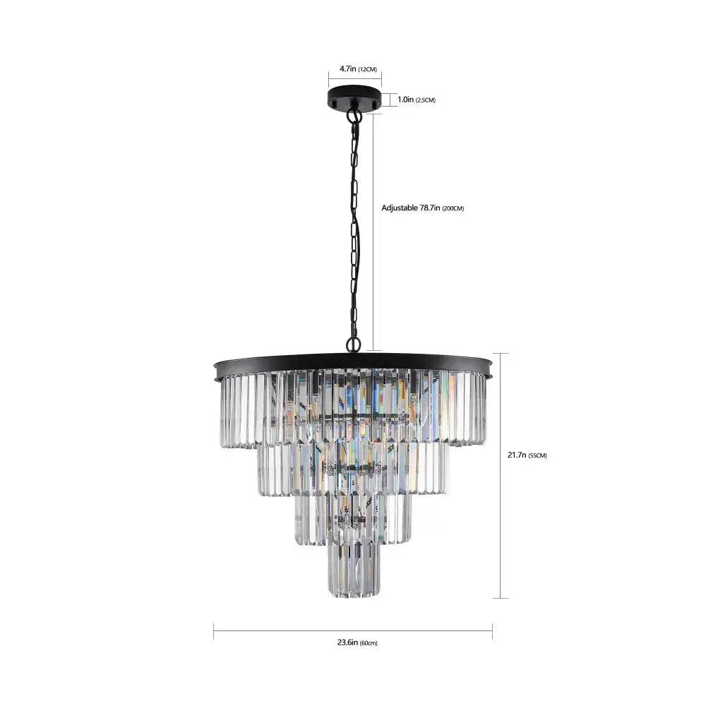 Chandelier Decorbites Modern 4-tier black crystal dining room pendant light on Tampa Home & Garden Store