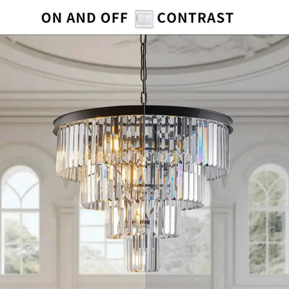 Chandelier Modern 4-tier black crystal pendant light with hanging prisms Decorbites on Tampa Home & Garden Store