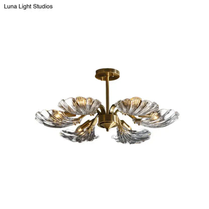 Brass Leaf Ceiling Light flush mount by Decorbites with five glass leaf shades on Tampa Home & Garden Store