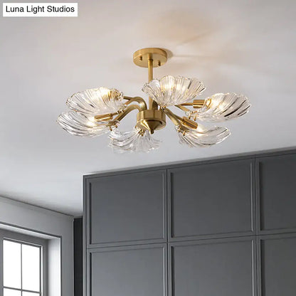 Brass leaf ceiling light by Decorbites with clear glass petal shades, flush mount on Tampa Home & Garden Store