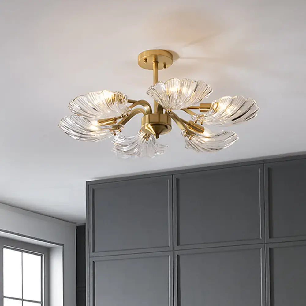 Brass leaf ceiling light flush mount with glass leaf shades by Decorbites on Tampa Home & Garden Store