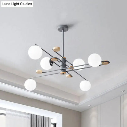 Black frosted glass chandelier six-light two-tier by Decorbites with black metal frame on Tampa Home & Garden Store