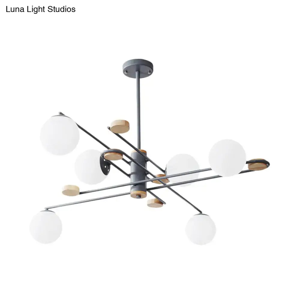 Chandelier Black metal frame with frosted glass globes, six lights, two-tier Decorbites on Tampa Home & Garden Store
