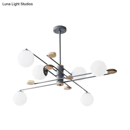 Chandelier Black metal frame with frosted glass globes, six lights, two-tier Decorbites on Tampa Home & Garden Store