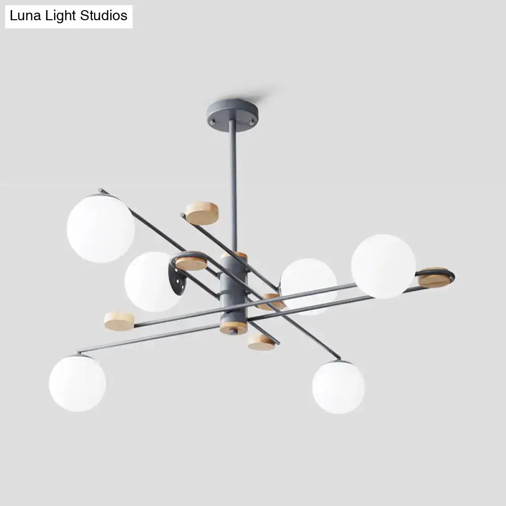 Decorbites Black Frosted Glass Chandelier Six-Light Two-Tier with frosted globe shades on Tampa Home & Garden Store