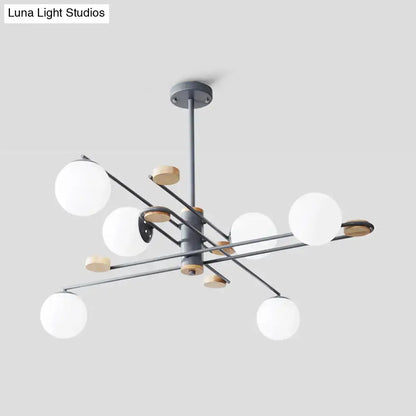 Decorbites Black Frosted Glass Chandelier Six-Light Two-Tier with frosted globe shades on Tampa Home & Garden Store
