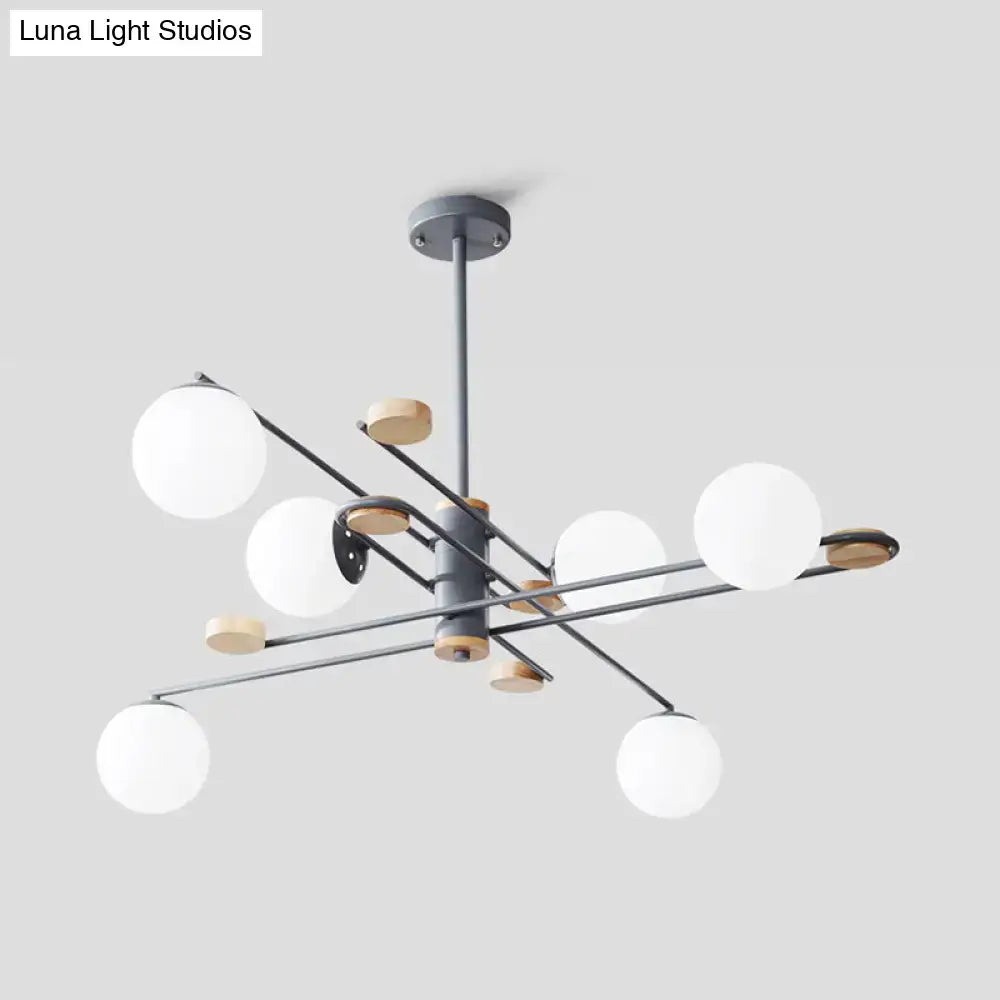 Black Frosted Glass Chandelier Six-Light Two-Tier by Decorbites with white globes on Tampa Home & Garden Store