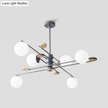 Black Frosted Glass Chandelier Six-Light Two-Tier by Decorbites with white globes on Tampa Home & Garden Store