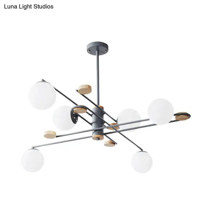 Black Frosted Glass Chandelier Six-Light Two-Tier with metal arms by Decorbites on Tampa Home & Garden Store