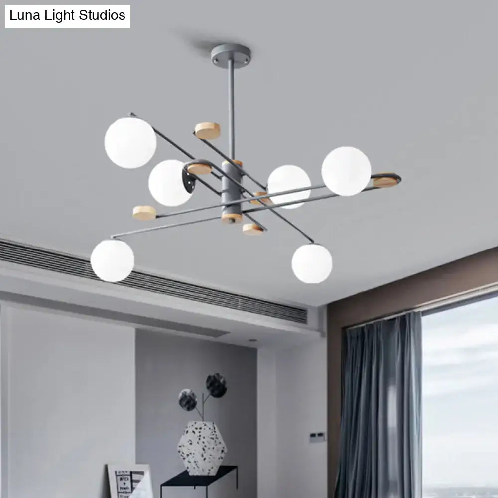 Black Frosted Glass Six-Light Two-Tier chandelier by Decorbites with frosted globes on Tampa Home & Garden Store
