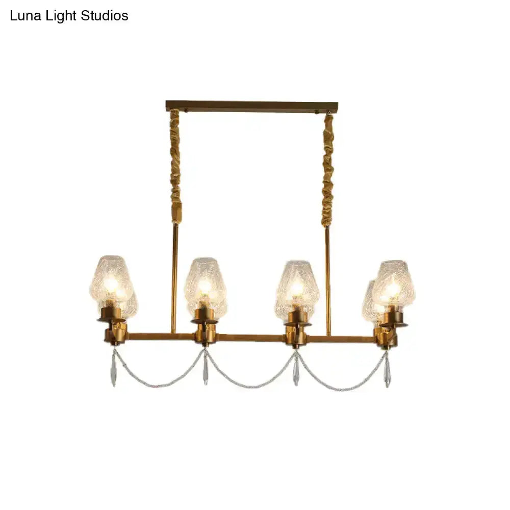 Brass crystal pendant chandelier four-light island fixture with glass shades on Tampa Home & Garden Store