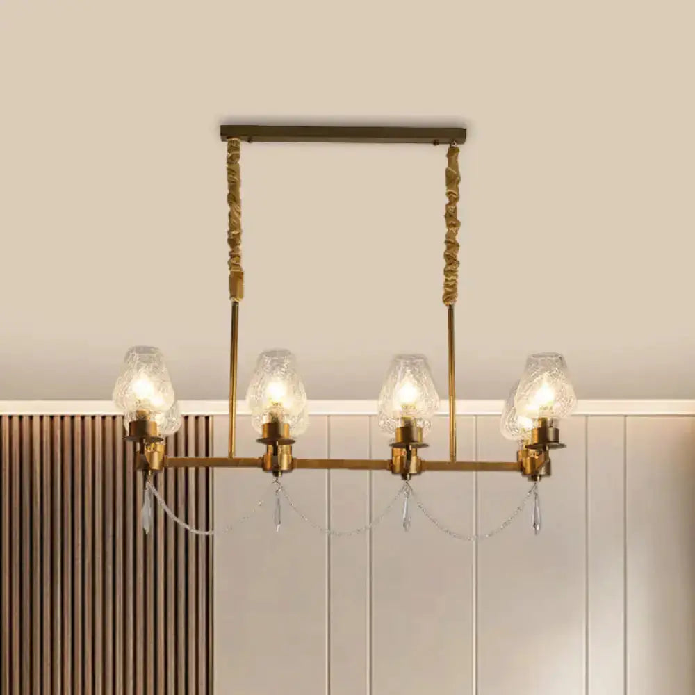 Modern brass crystal pendant island light with four glass shades Decorbites on Tampa Home & Garden Store