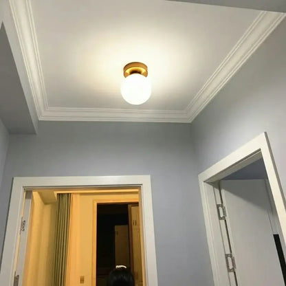 Modern Brass Ball Ceiling Light with a Soft Glow