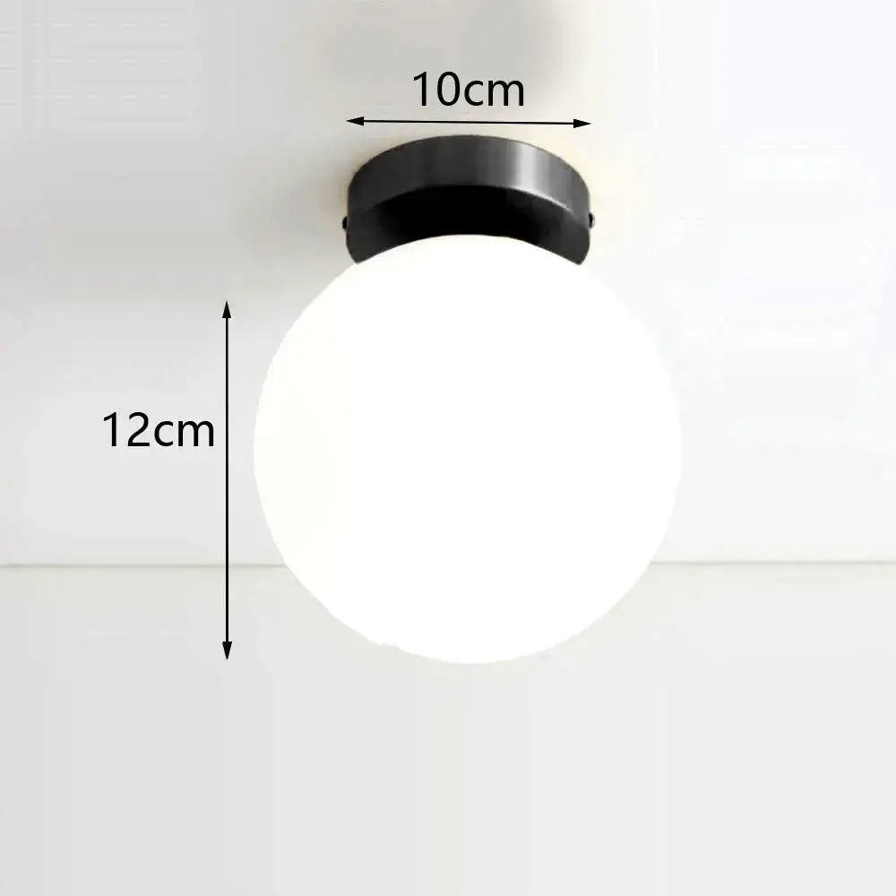 Brass Ball Ceiling Light flush mount by Decorbites; white frosted globe, 12 cm diameter on Tampa Home & Garden Store