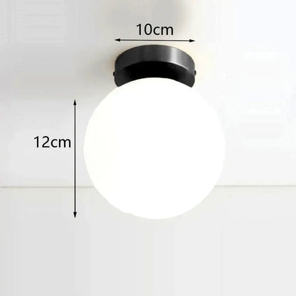 Brass Ball Ceiling Light flush mount by Decorbites; white frosted globe, 12 cm diameter on Tampa Home & Garden Store