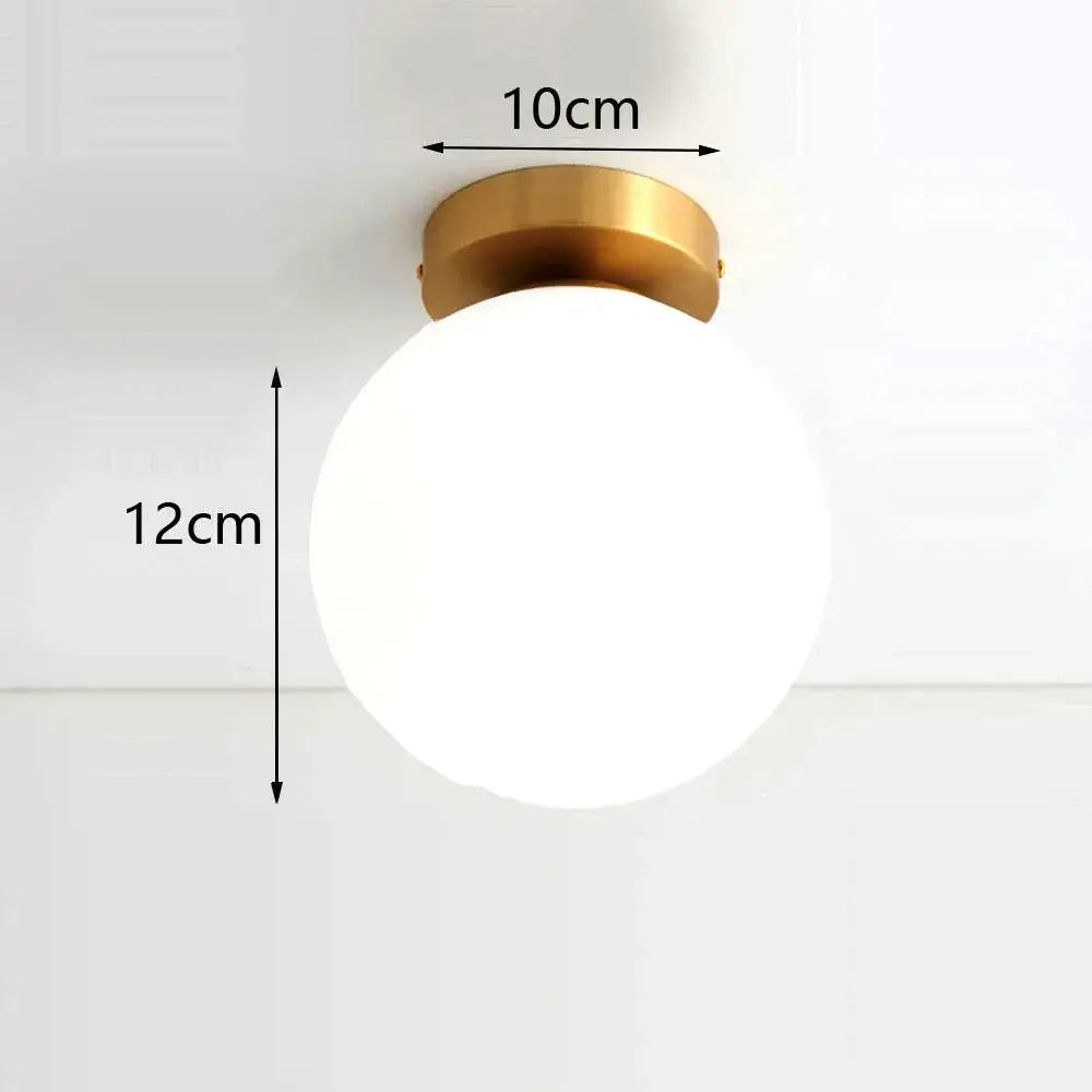 Brass Ball Ceiling Light flush mount with white glass globe 12cm tall 10cm dia Decorbites on Tampa Home & Garden Store