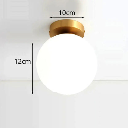 Brass Ball Ceiling Light flush mount with white glass globe 12cm tall 10cm dia Decorbites on Tampa Home & Garden Store