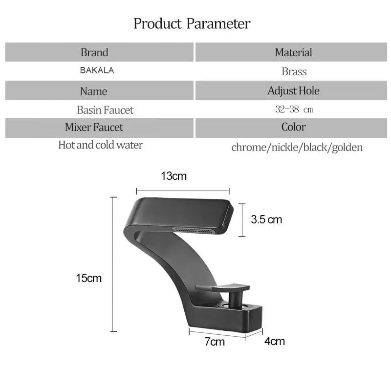 Black Waterfall Sink Faucet for sinks by Decorbites with curved arc and single lever on Tampa Home & Garden Store