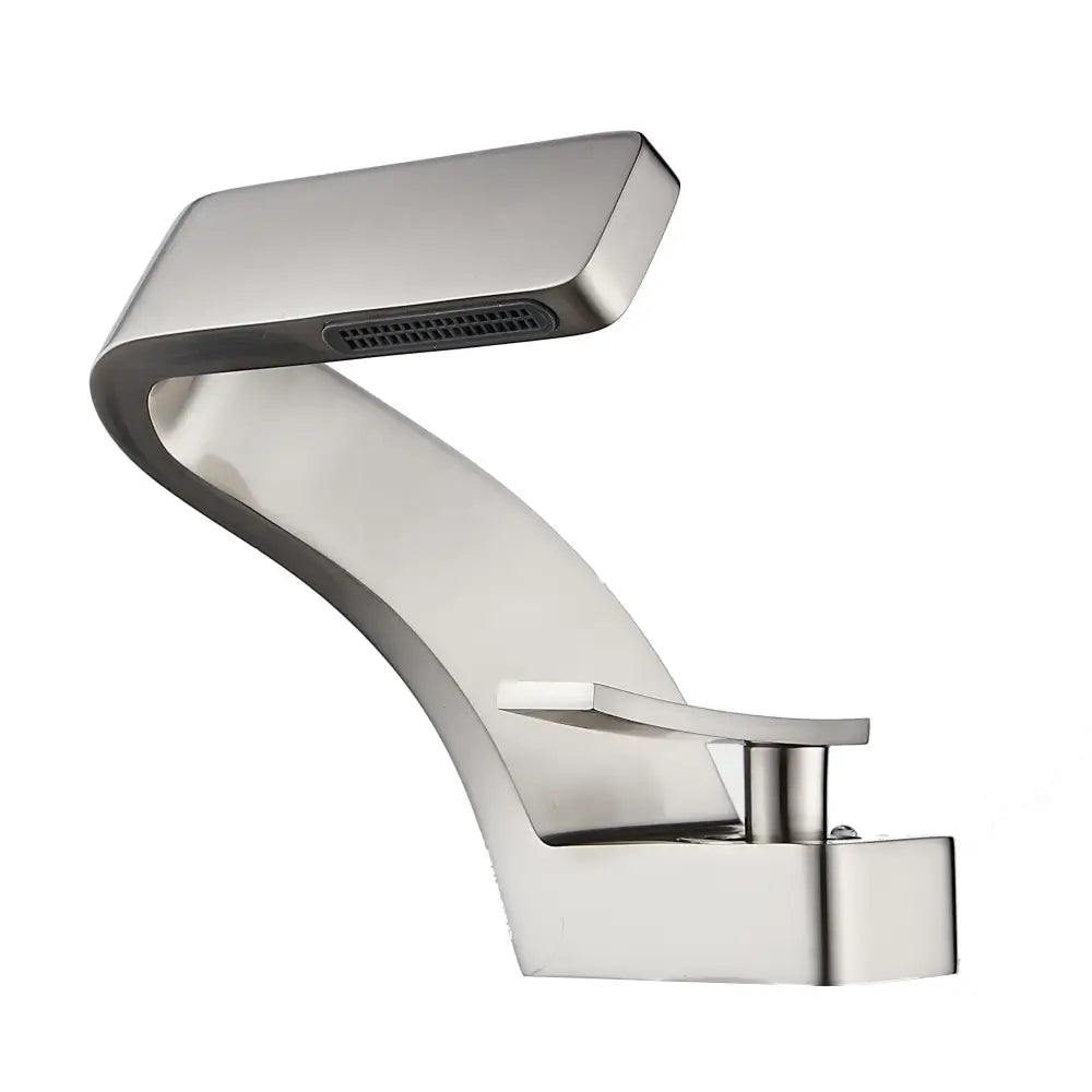 Decorbites waterfall bathroom sink faucet with curved chrome body and single lever on Tampa Home & Garden Store
