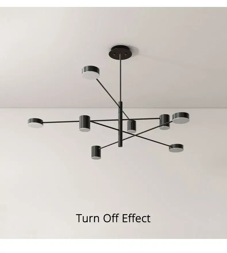 Black Glass Chandelier Decorbites with radial black metal frame and cylindrical end lights on Tampa Home & Garden Store
