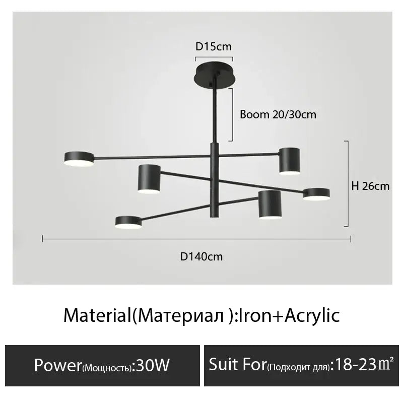 Black iron chandelier with six acrylic shades and angular arms Decorbites on Tampa Home & Garden Store
