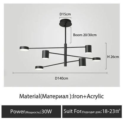 Black iron chandelier with six acrylic shades and angular arms Decorbites on Tampa Home & Garden Store