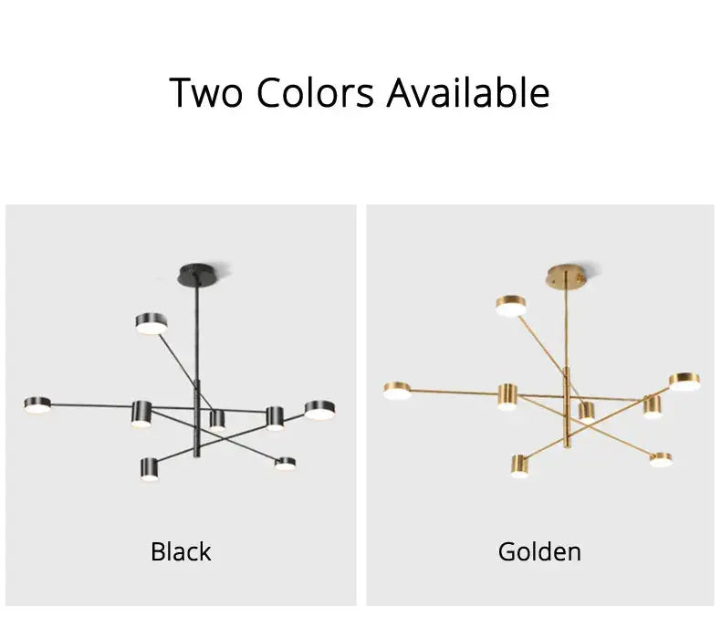 Black Glass Chandelier; modern multi-arm ceiling light in black and gold finishes on Tampa Home & Garden Store