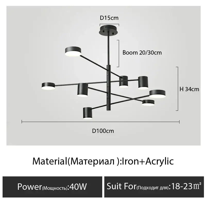 Black Glass Chandelier with iron frame and acrylic shades by Decorbites on Tampa Home & Garden Store