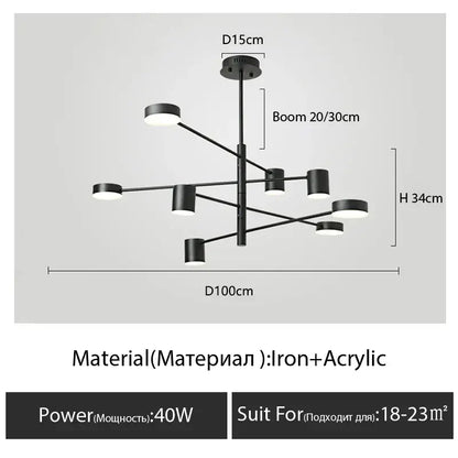 Black Glass Chandelier with iron frame and acrylic shades by Decorbites on Tampa Home & Garden Store