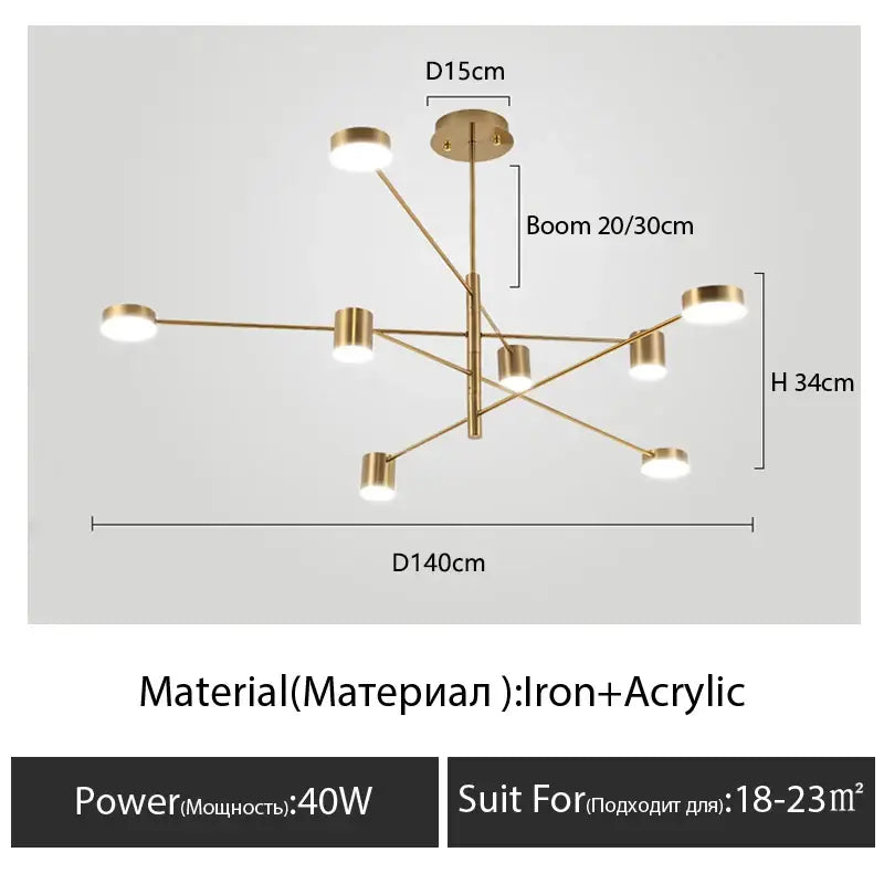 Decorbites Black Glass Chandelier, iron + acrylic with gold-tone finish and multi-arm design on Tampa Home & Garden Store