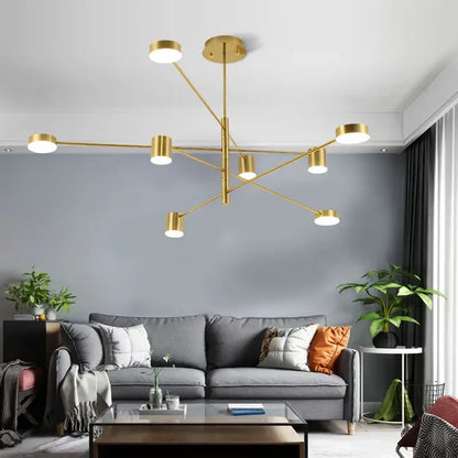 Black Glass Chandelier by Decorbites, brass modern six-arm fixture with white globe lights on Tampa Home & Garden Store
