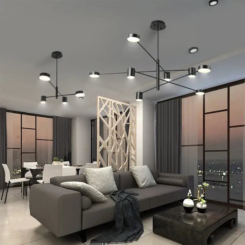 Black Glass Chandelier by Decorbites, modern multi-arm ceiling pendant with cylindrical lights on Tampa Home & Garden Store