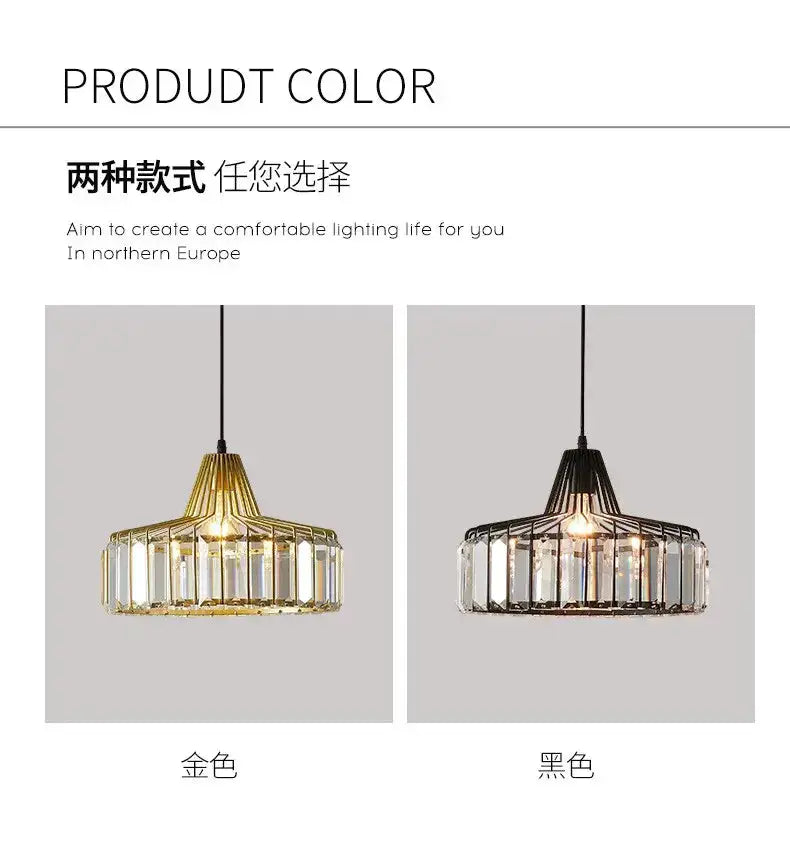 Decorbites crystal glass pendant lamp, LED light, gold and black finishes, two pendants on Tampa Home & Garden Store