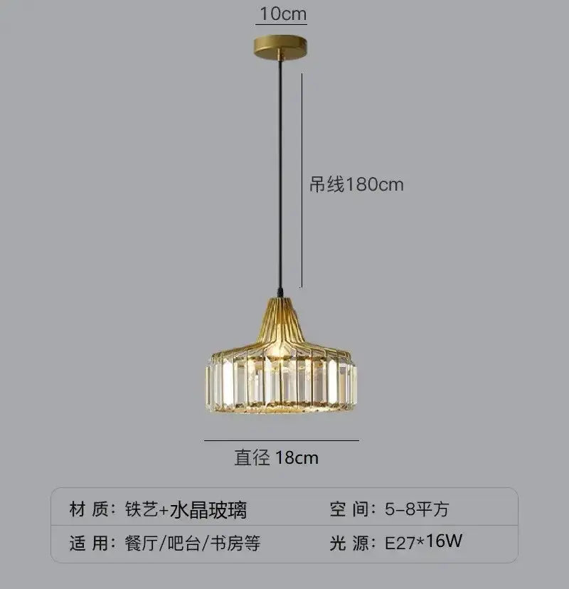 Modern black and gold crystal glass pendant lamp LED for dining room Decorbites on Tampa Home & Garden Store