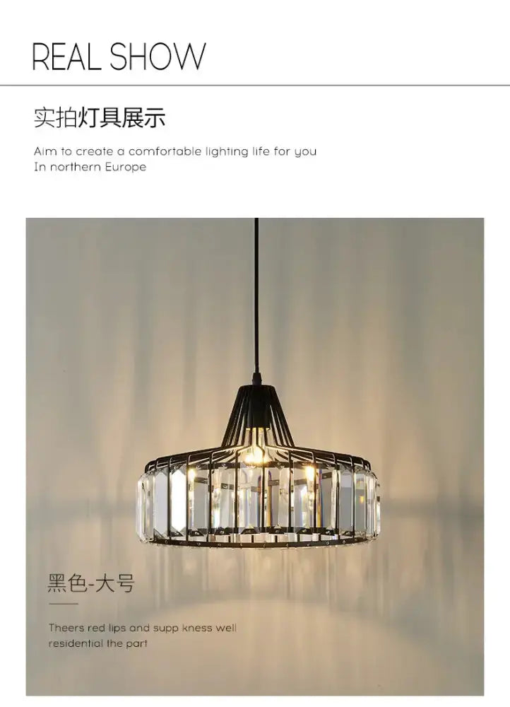 Modern black and gold crystal glass pendant lamp with LED for dining room by Decorbites on Tampa Home & Garden Store