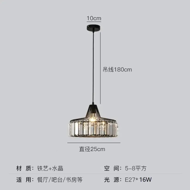 Decorbites modern black and gold crystal glass pendant lamp with 25cm diameter and 180cm cord on Tampa Home & Garden Store