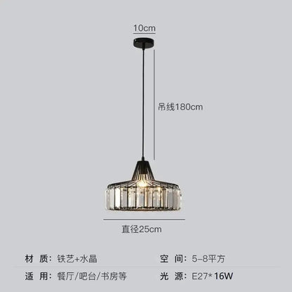 Decorbites modern black and gold crystal glass pendant lamp with 25cm diameter and 180cm cord on Tampa Home & Garden Store