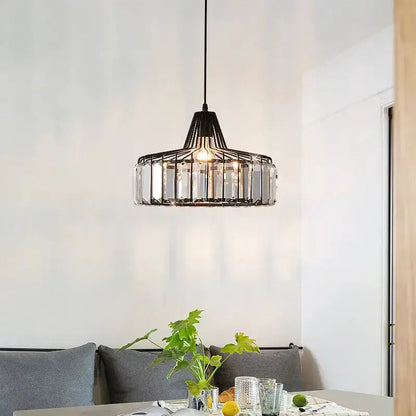 Pendant lamp Decorbites black & gold crystal glass with cage frame for dining room on Tampa Home & Garden Store