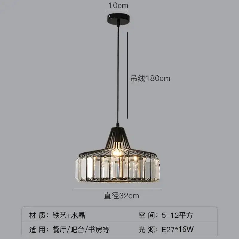 Pendant lamp Decorbites: black-gold crystal glass with metal frame, 32 cm dia, 180 cm cord on Tampa Home & Garden Store