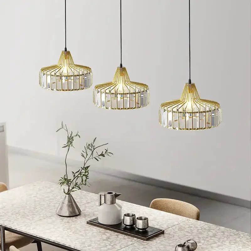 Modern gold crystal glass pendant lamps by Decorbites, set of 3 for dining room with LED on Tampa Home & Garden Store