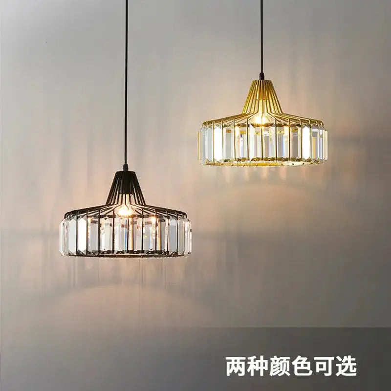 Two modern black and gold crystal glass pendant lamps by Decorbites for dining room LED on Tampa Home & Garden Store