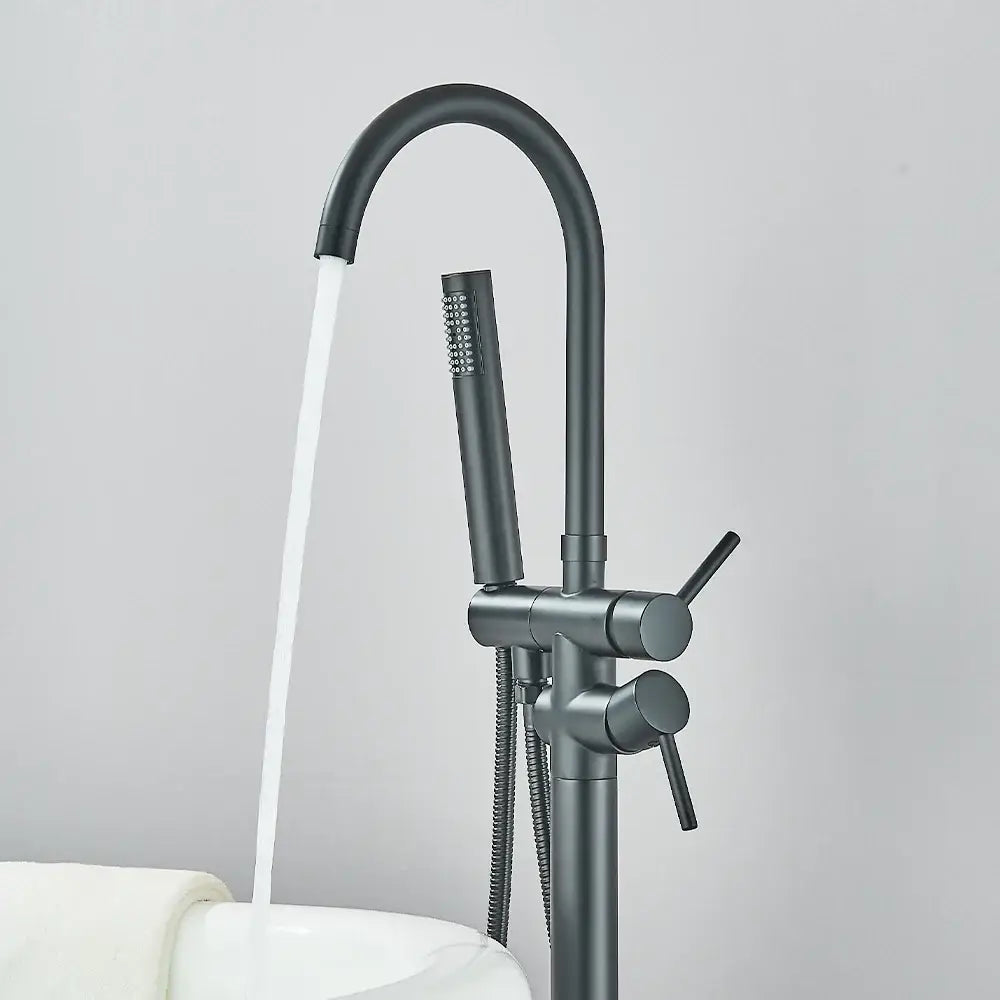 Decorbites matte black freestanding bathroom sink faucet with dual handles and sprayer on Tampa Home & Garden Store
